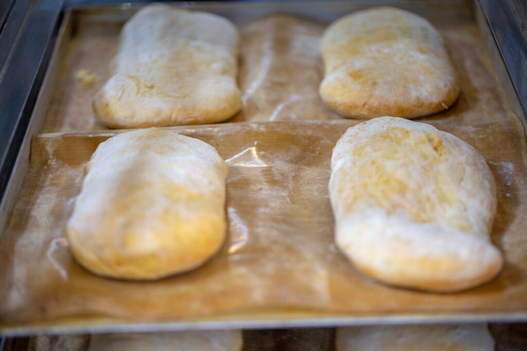 Freshly baked Ciabatta loaves at Cafe 164 in Leeds